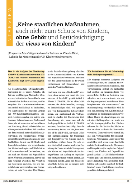 „Keine staatlichen Maßnahmen, auch nicht zum Schutz von Kindern, ohne Gehör und Berücksichtigung der views von Kindern“